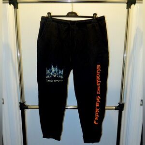 JuiceWrld Fighting Demons Black Sweatpants with Graphic Design